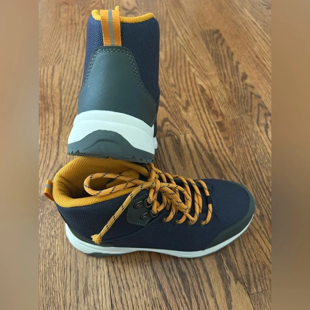 All In Motion Navy Trail Hiking Boots Cushioned Lace Up Outdoor Adventure Size 4